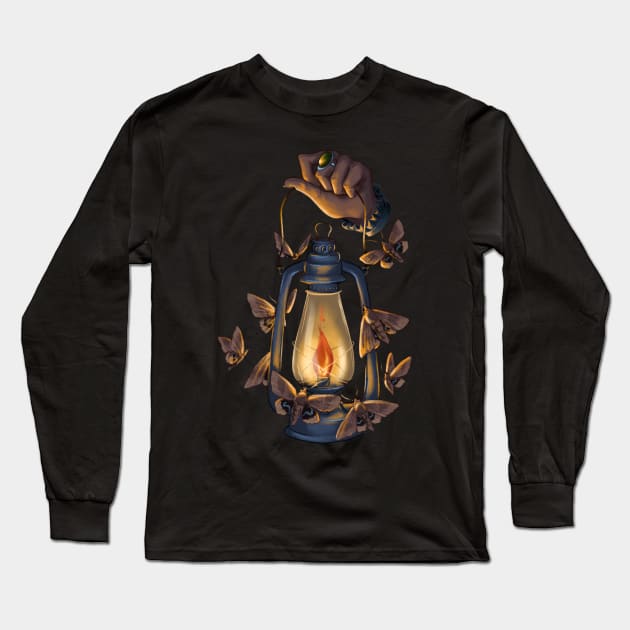 Moth to a Flame Long Sleeve T-Shirt by Molly11